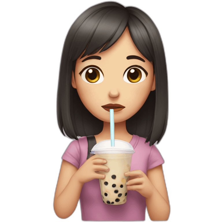 sad girl holding bubble tea emoji