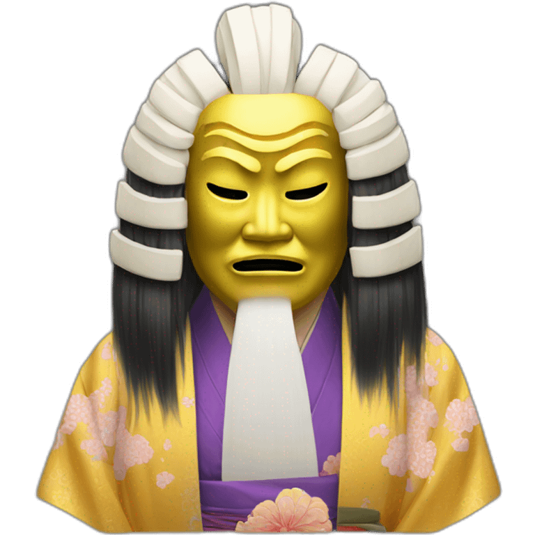 noh-mask-longhair-japanese-kimono-massive-man emoji