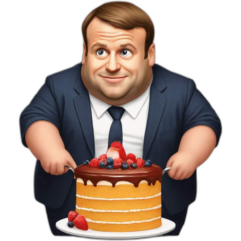 emmanuel macron morbidly obese eating cake emoji