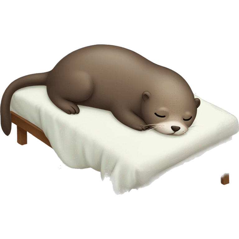 Sleepy Otter with pijama tucked in bed emoji