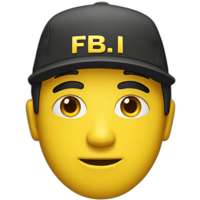 man with yellow "FBI" letters on his cap emoji