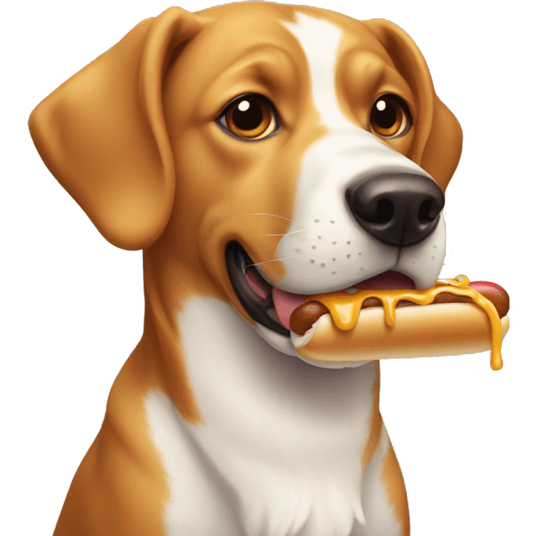 Dog eating hot-dog emoji