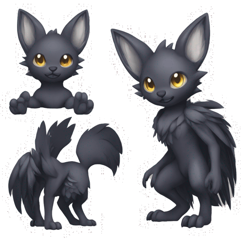 Cute cool shiny fantasy dark-shadow-themed animal hybrid Fakemon full body emoji