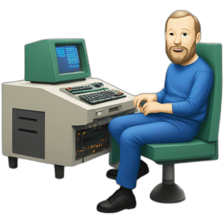 Dennis Ritchie sitting at a PDP-11 emoji