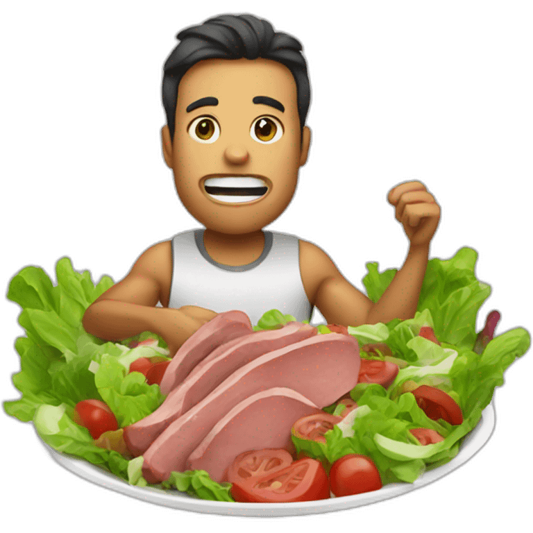 Salad eating meat emoji