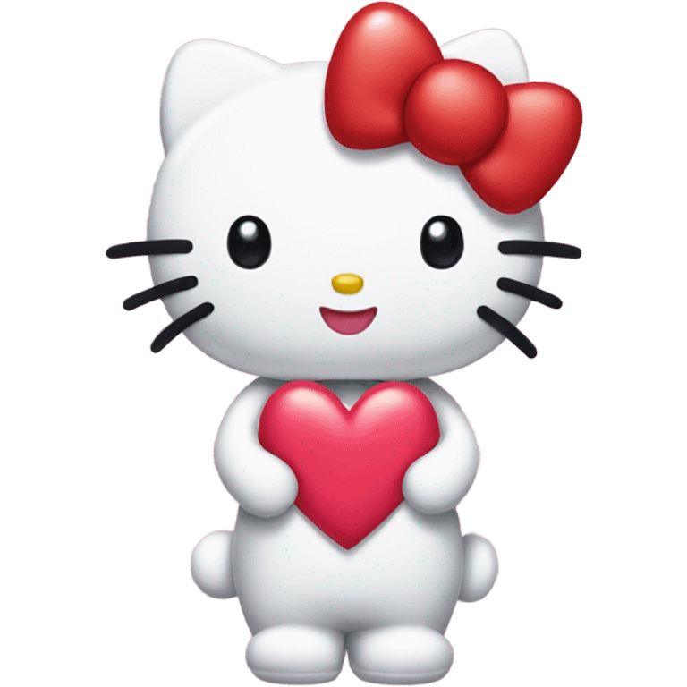 hello kitty holding heart with bow on it emoji