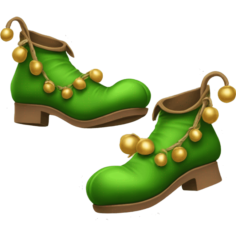 Realistic isolated green elf shoes with bells. emoji