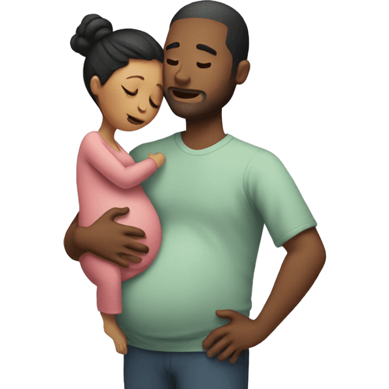 Man hugging pregnant woman emoji