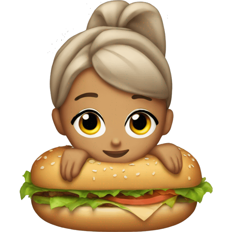 Ariana grande sitting on a hamburger  emoji