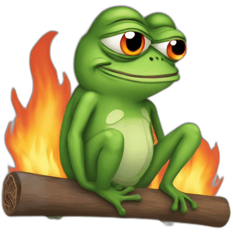 pepe the frog with a fire stick emoji