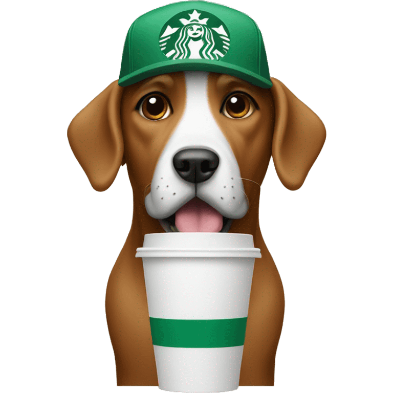 Dog with starbucks hat on emoji