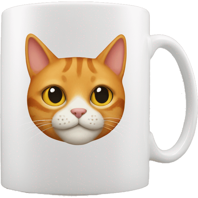 Ginger cat mug with tea emoji