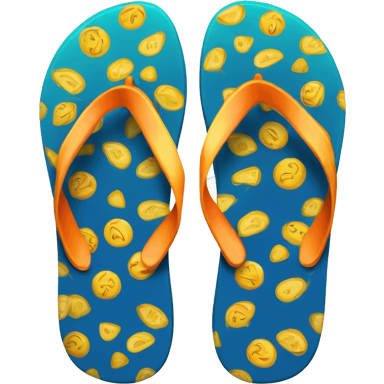 Realistic pair of striped summer flip flops isolated. emoji