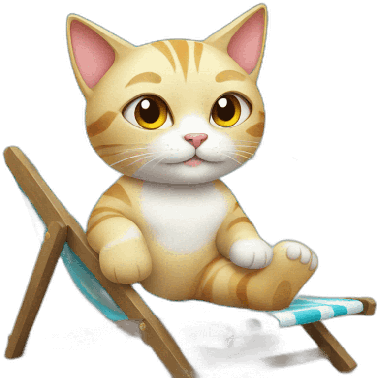 cat relaxing on the beach emoji