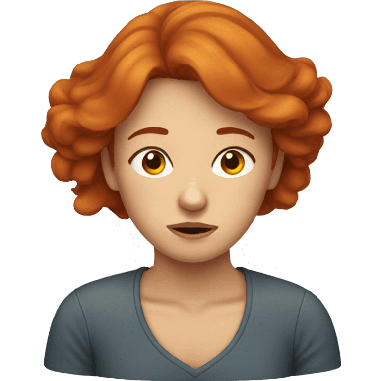 Exhausted redheaded woman emoji