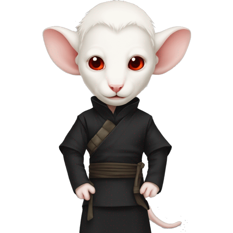 Albino rat red eyes, black ninja costume emoji