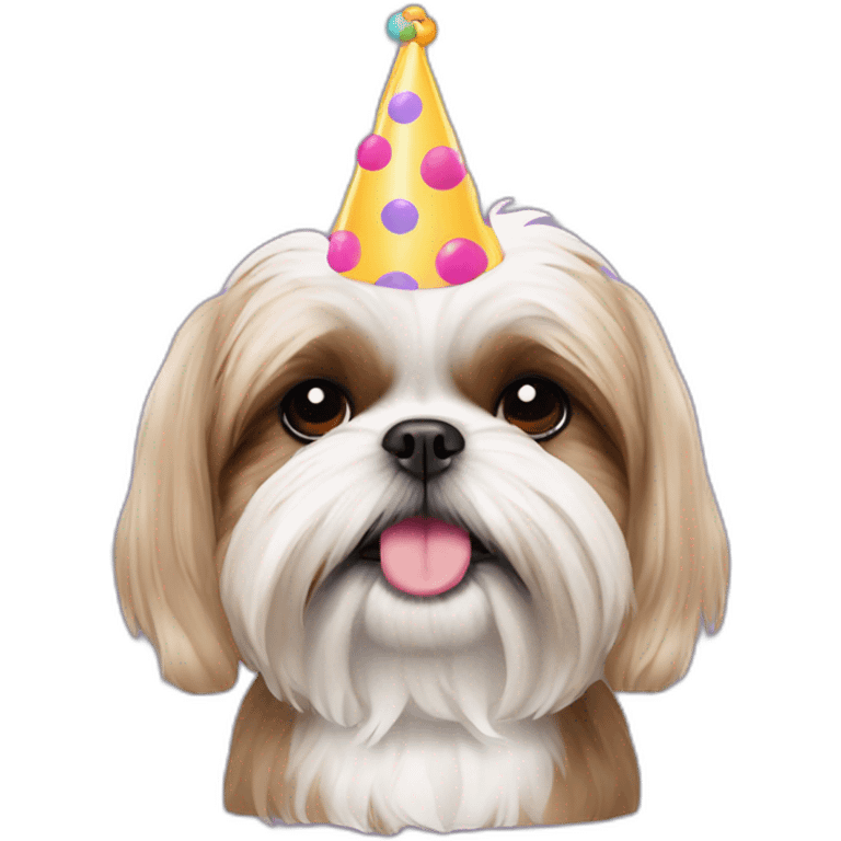 shih tzu wearing party hat emoji