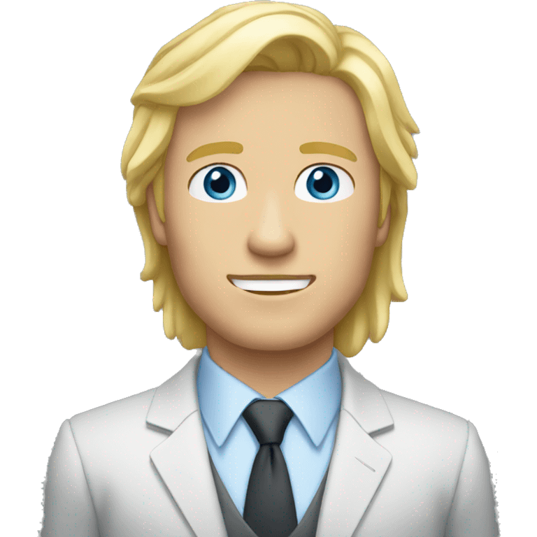 man in suit, blond hair blue eyes emoji