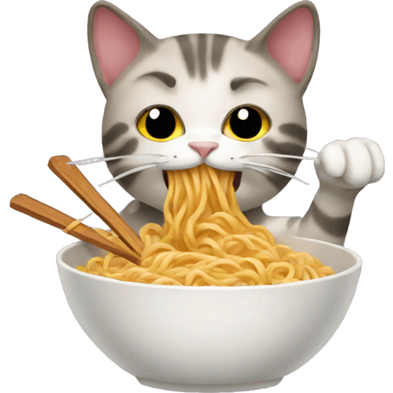 Cat eating ramen noodles  emoji