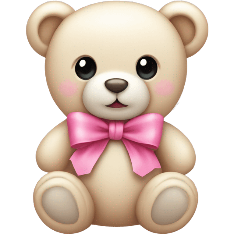 cute cream colored teddy bear with a pink bow emoji