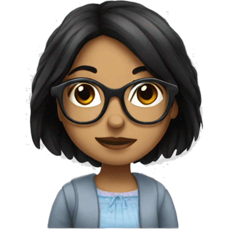 Girl in glasses with black hair emoji