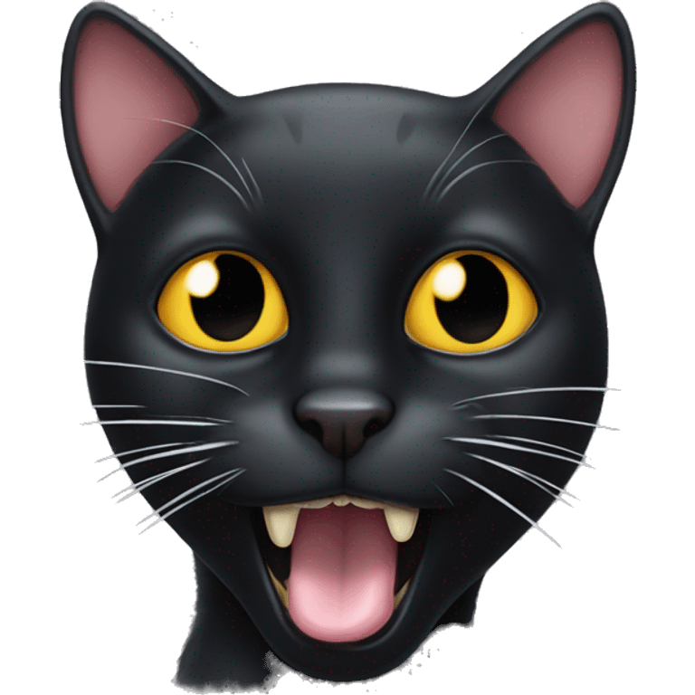 A black cat with a mouse in his mouth  emoji