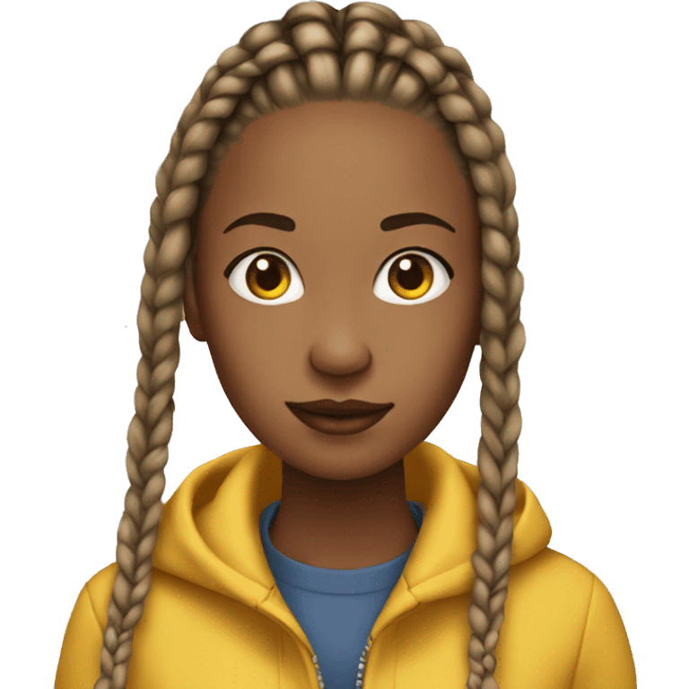 Girl with box braids and yellow coat  emoji