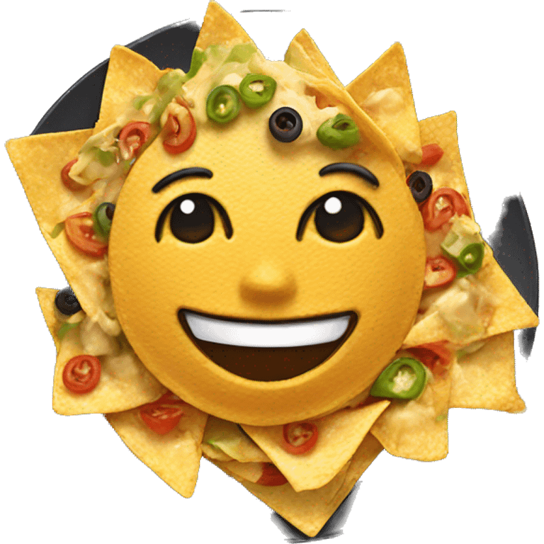 Smiling Supreme nachos on a plate emoji