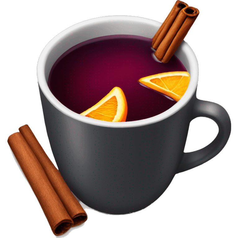 mulled wine with cinnamon and orange in a cup emoji