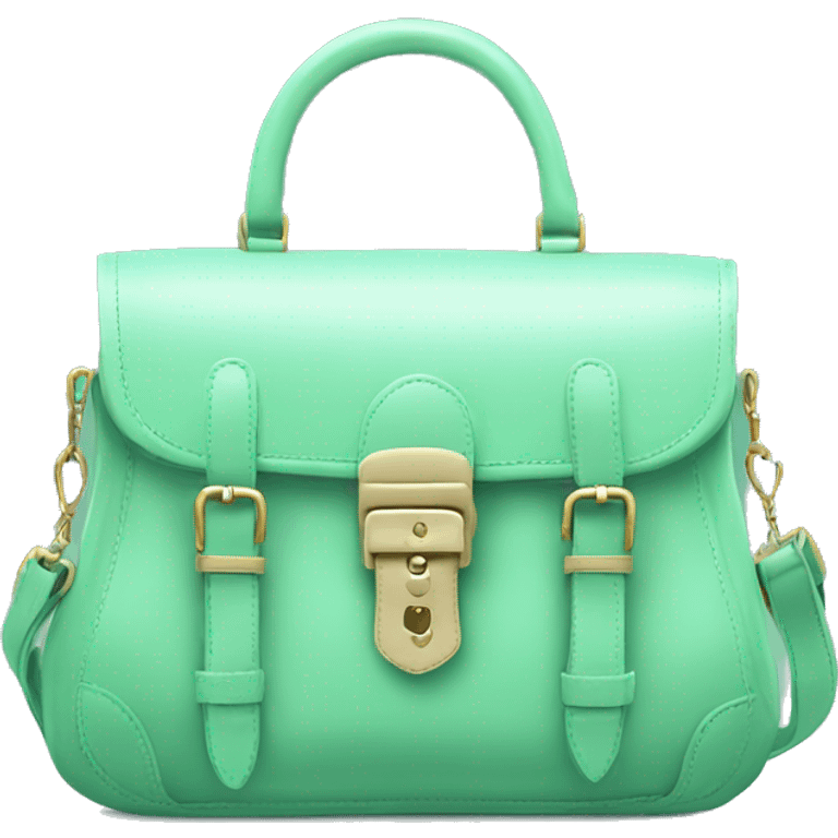 Realistic mint designer satchel purse. emoji