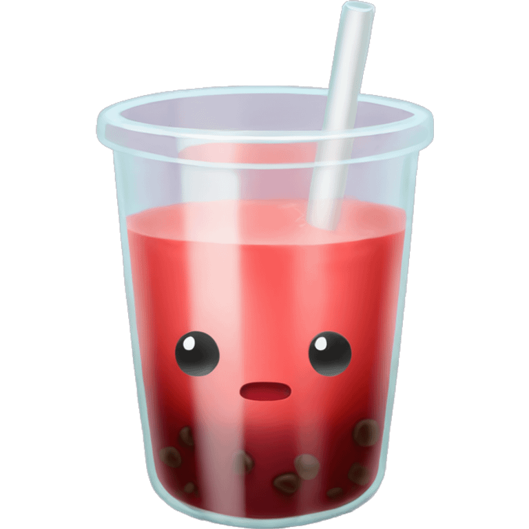 red bubble tea in a glass cup without face on emoji