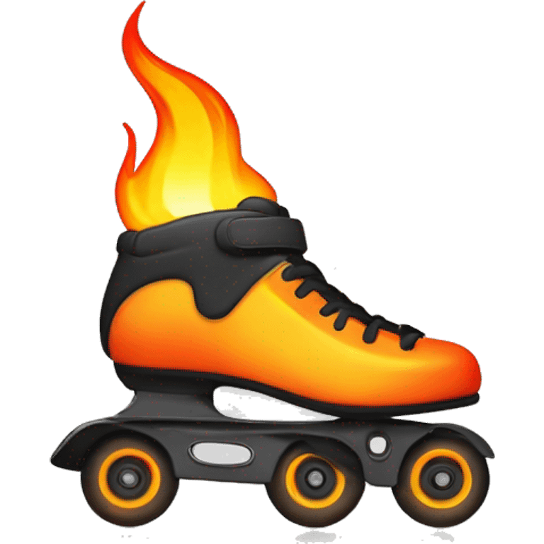 Rollerblade in line with wheels on fire emoji