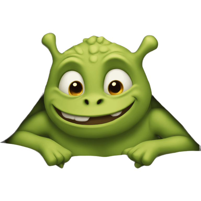 Shreak in bed waiting for you with a smile emoji