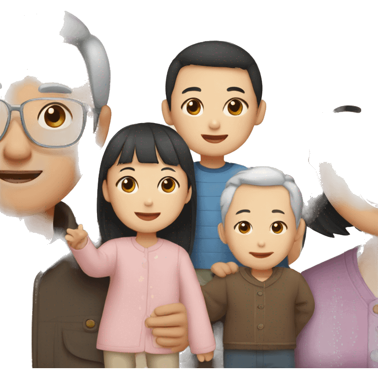 Chinese family with grandparents and nephews emoji