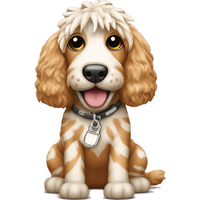 Cockapoo apricot color with toy zebra in a mouth  emoji