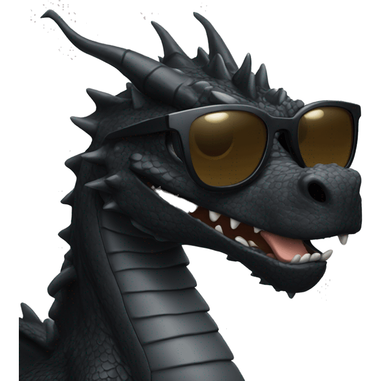 Big black Dragon  with sunglasses emoji