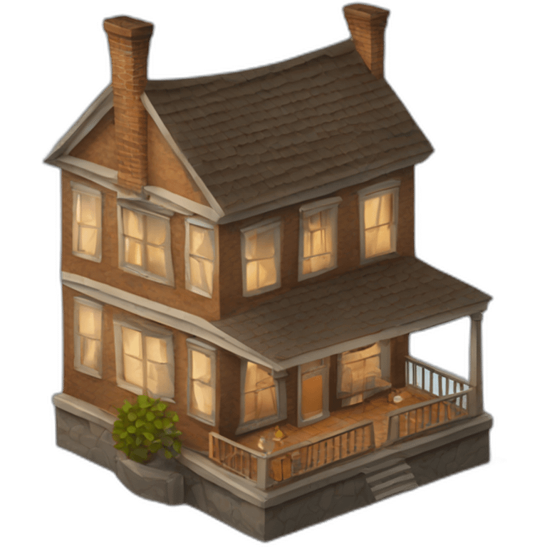 Whiskey glass house isometric emoji