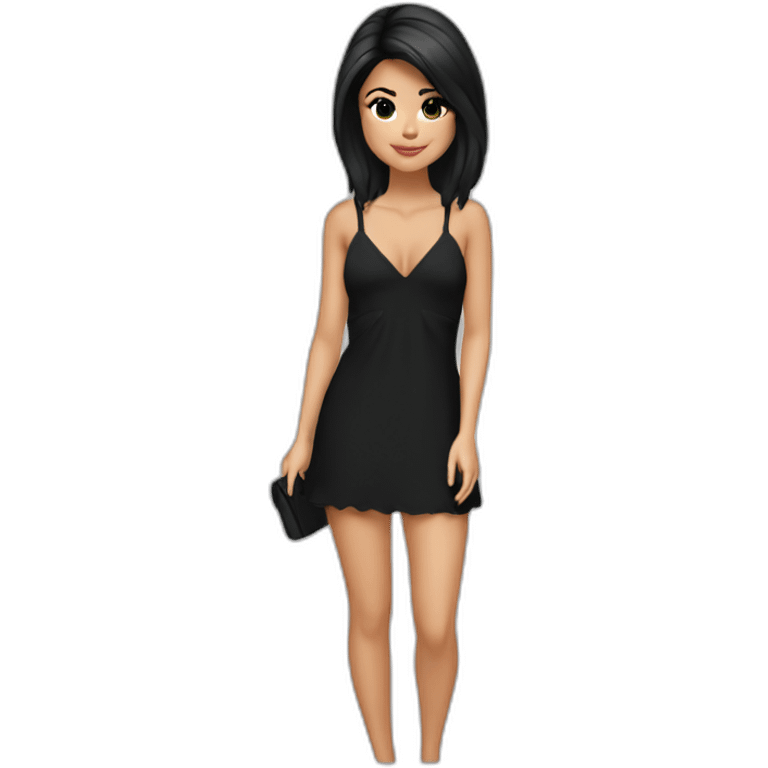 Selena gomez en mini robe noir emoji