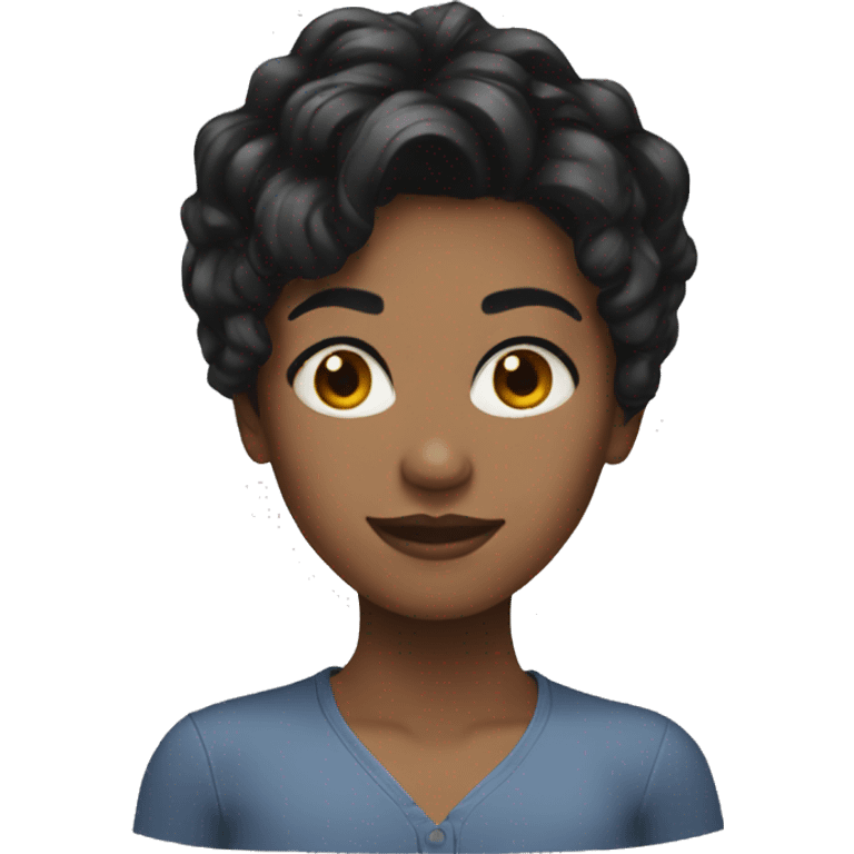 feMale short wavy black Hair emoji