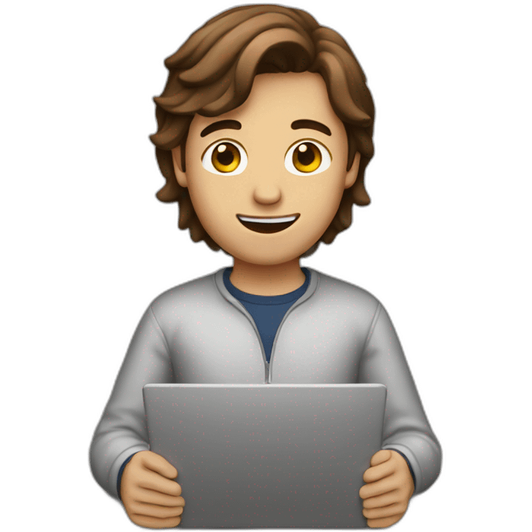 brown hair guy with laptop emoji