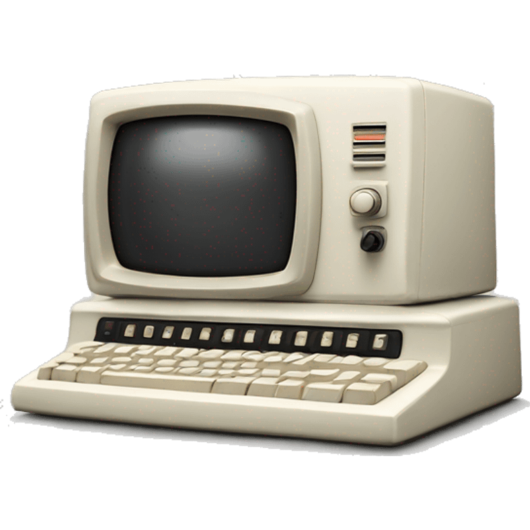 Old white Crt 1950s with keyboard emoji