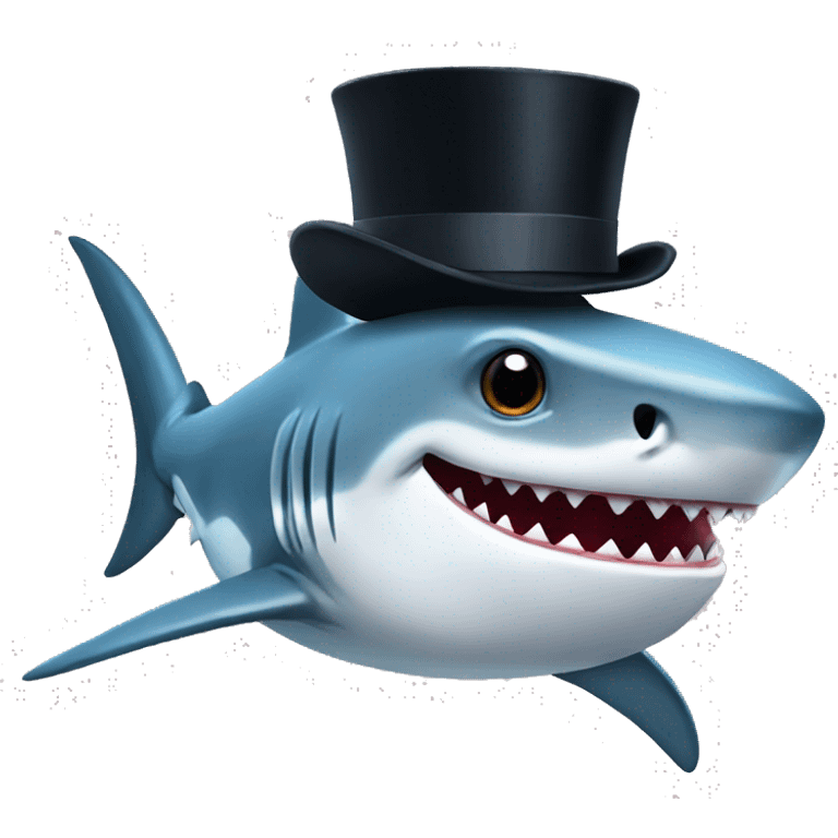 Shark with a top hat emoji