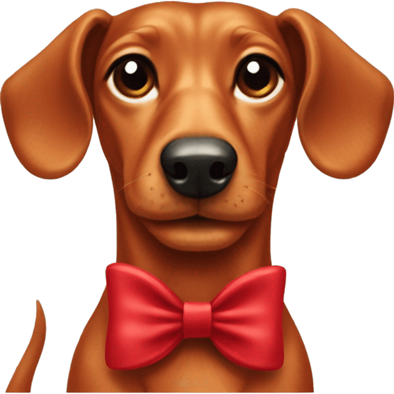 Red dachshund with red bow emoji