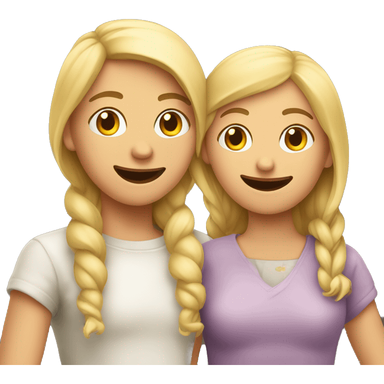 Twee vriendinnen die elkaar knuffelen emoji