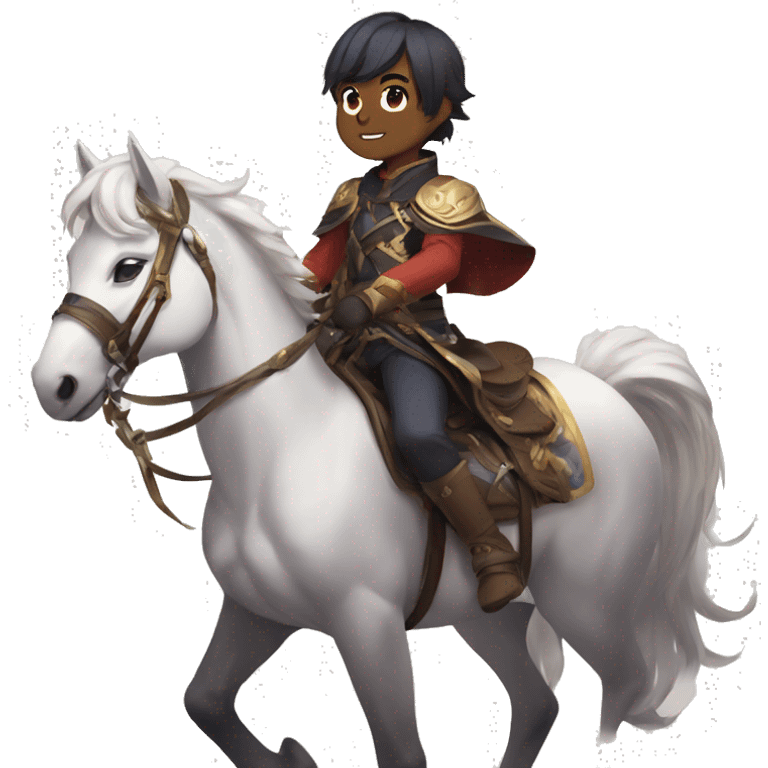 Xiao from Genshin impact riding a horse emoji