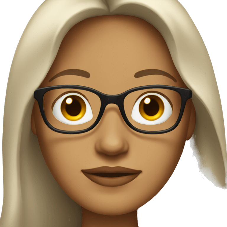 Woman with long brown hair and glasses  emoji