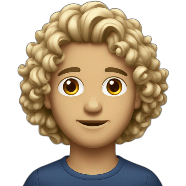 Young men type italian with brow curly mid-long hair emoji