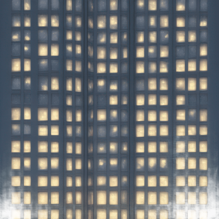 Detailed sky scraper with the lights on in the windows emoji