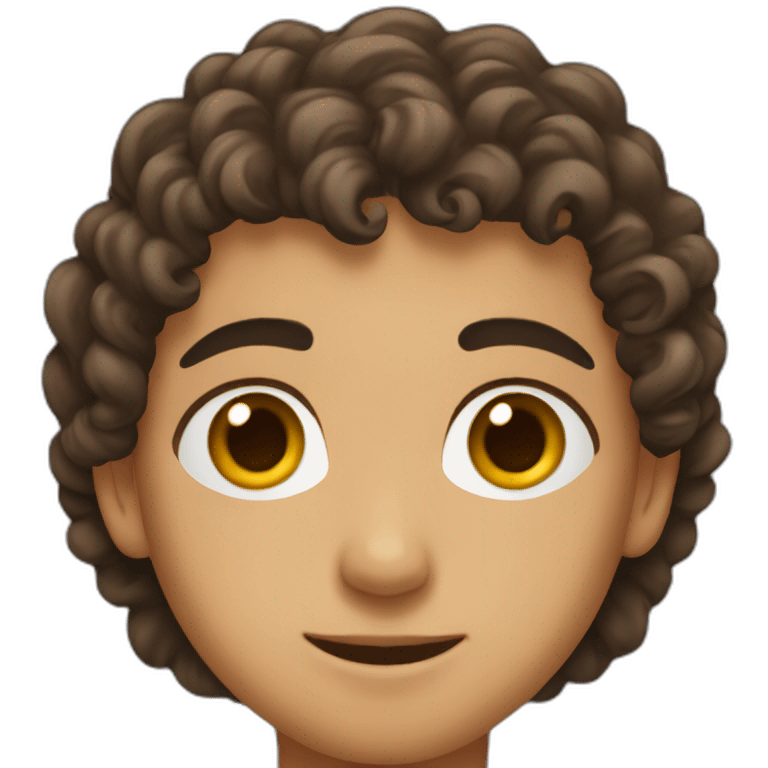 arab boy with curly brown hair, uni-brow, and brown eyes emoji