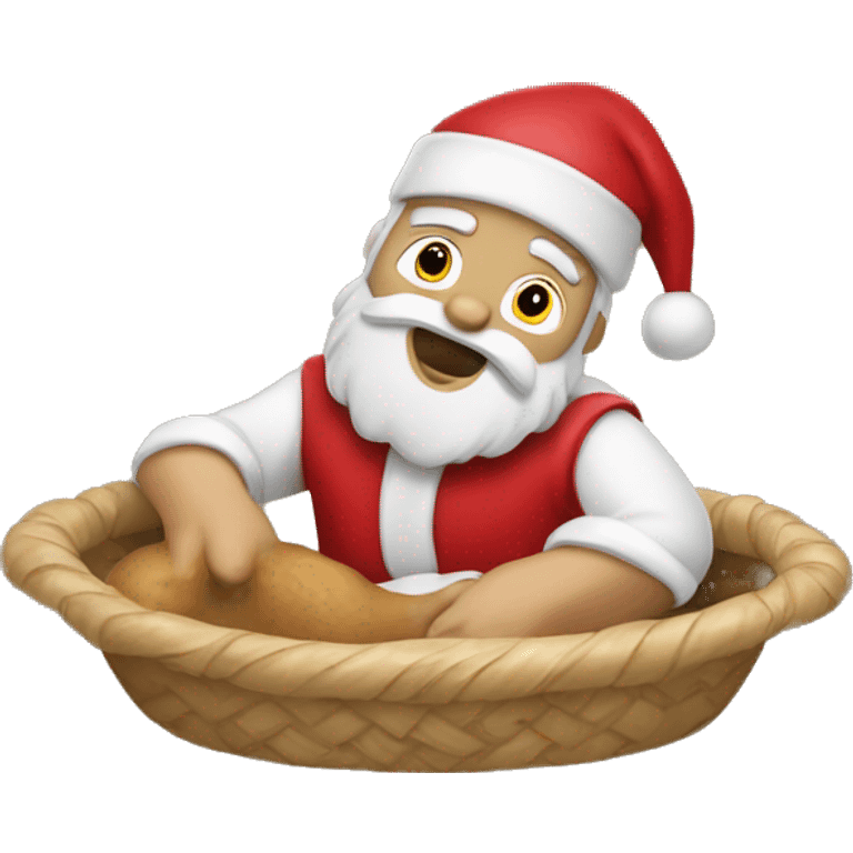 Santa kneading to the manger emoji